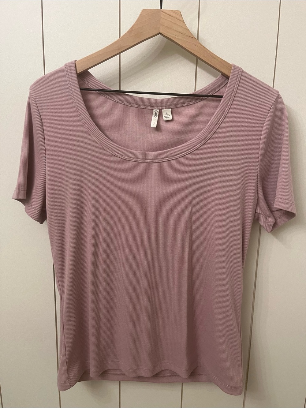 Cato Ribbed Scoop Neck Tee in light purple Size Large